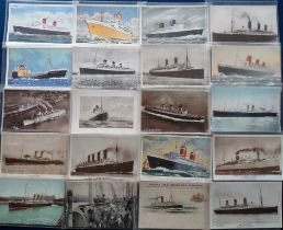 Postcards, Merchant Shipping, a collection of 60 cards RPs, printed and artist drawn to include R.