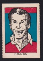 Trade card, M M Frame, Sports Stars, 'M' size, Footballer no 9, Wilf Mannion, artist drawn type card