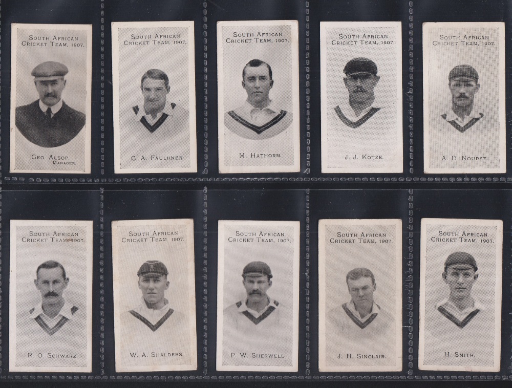 Cigarette cards, Taddy, South African Cricket Team, 1907 (set, 15 cards) (some with slight faults,