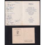 Rugby autographs, France v Wales 1947 after match dinner menu signed by 16 members of the Welsh