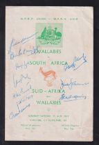 Rugby programme / autographs, South Africa v Australia, 10 August, 1963 official match programme for