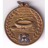 Football medal, World Cup 1950, Brazil, a circular bronze & enamel pendant with raised stadium