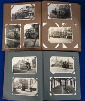 Transportation, Tram Photographs, London, 2 albums, one containing 87 postcard sized b/w London