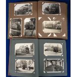 Transportation, Tram Photographs, London, 2 albums, one containing 87 postcard sized b/w London