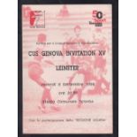 Rugby programme, Genova Invitation XV v Leinster, 6 Sept, 1996, scarce official match programme