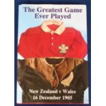 Rugby book, 'The Greatest Game Ever Played, New Zealand v Wales, 16 December 1905' by Phil Grant,