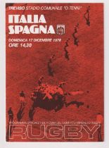 Rugby programme, Italy v Spain 17 December, 1978, scarce fold-out official match programme (vg) (1)