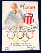 Olympics, USA, 1952 U.S. Olympics Souvenir Book for Rowing Try-outs at Lake Quinsigamond 3-5th