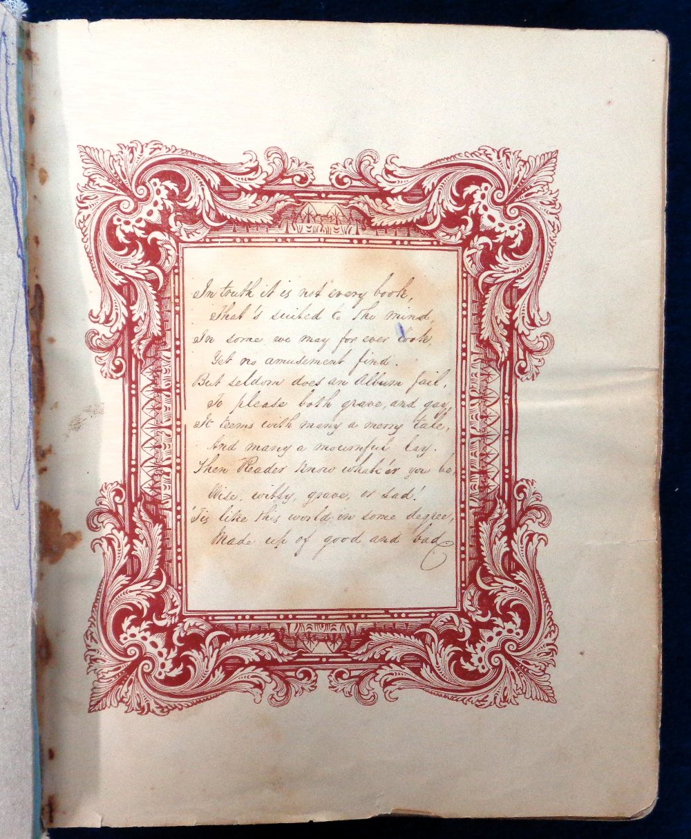 Ephemera, an Early Victorian Scrap Book, a fascinating small format scrap album containing a variety