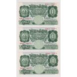 Bank Notes, 3 consecutive L.K. O'Brien One Pound notes O63J 176475, 76 and 77 together with 2