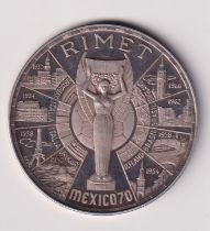 Football coin, World Cup, Mexico, 1970, Equatorial Guinea, a 200 Pesetas silver coin, special