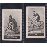 Cigarette cards, Cohen Weenen Heroes of Sport (Circus Girl brand), 2 cards both Cyclists Mrs Grace &