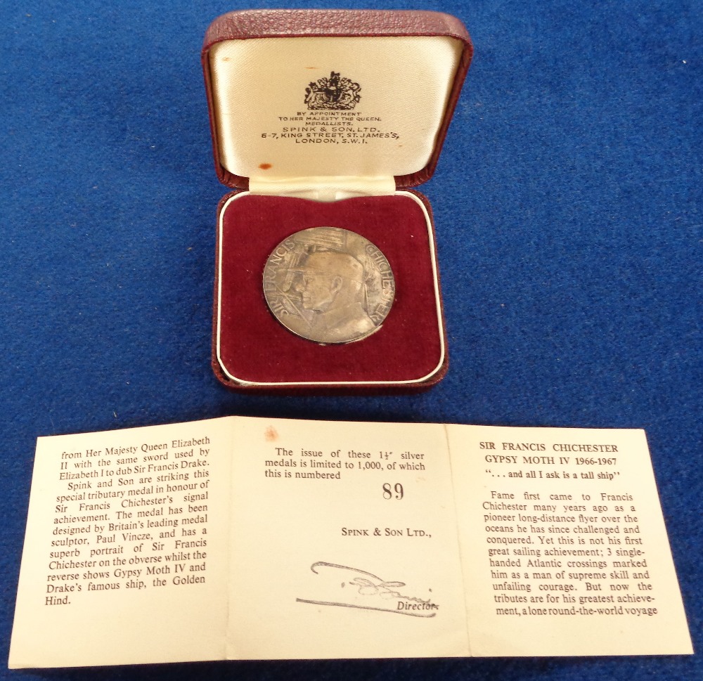 Collectables, Sir Francis Chichester Gypsy Moth IV silver medallion (no. 89 of 1000) in original box - Image 2 of 2