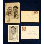 Olympics, Helsinki 1952, a small selection of 4 items, Andre Noyelle Individual Road Race Gold