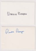 Autographs, Politics, Ronald Reagan (1911-2004) and Nancy Reagan (1921-2016). Ronald Reagan blue ink