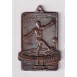 Football medal, World Cup 1950, Brazil, a pendant style medal with raised footballer & stadium