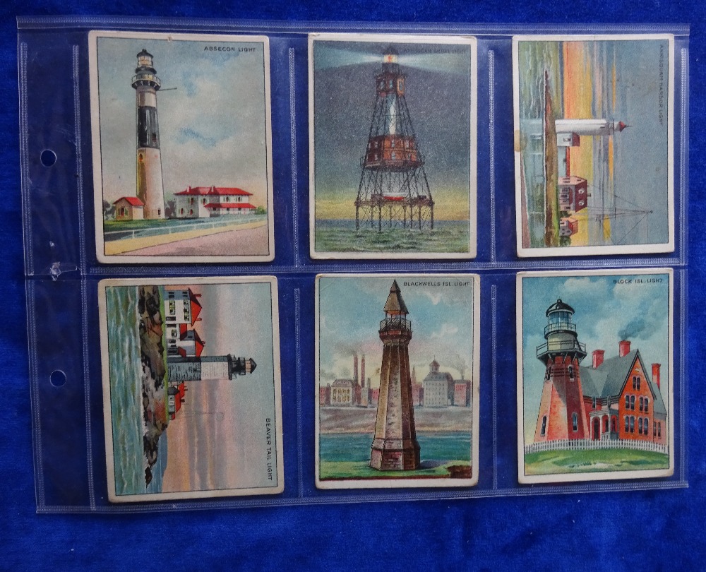 Cigarette cards, American Tobacco Co Lighthouse series, part set 41/50 (couple poor/fair,