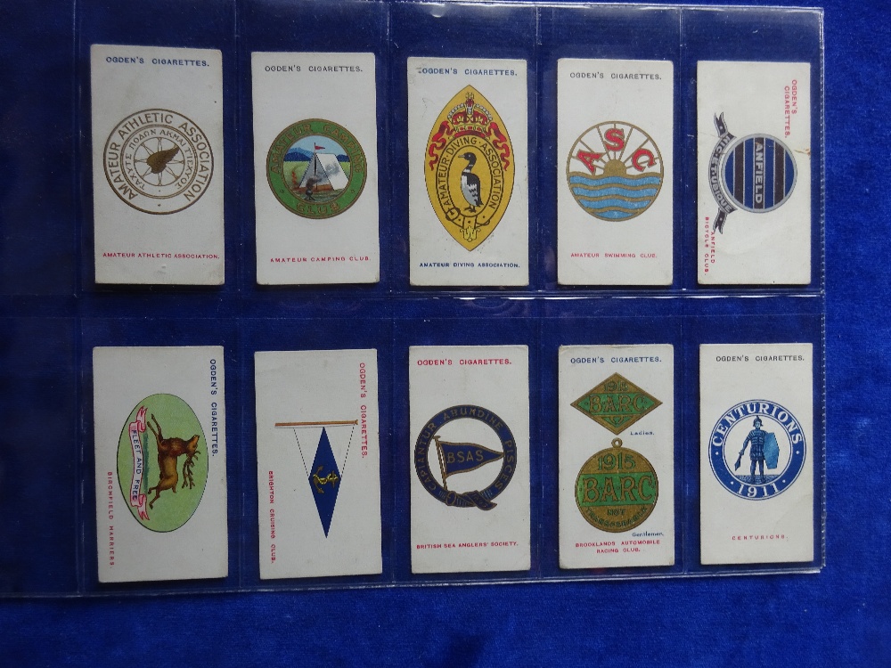Cigarette cards, Ogden's Club Badges, set 50 cards (gen gd a few slightly lower)