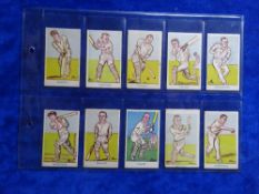 Trade cards, Cricket A & J Donaldson, 20 cards all cricket subjects, 4 with dual numbers (gd)
