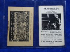 Trade cards, Football Queens Park, 2 items issued by Scottish Daily Express. Super Sports