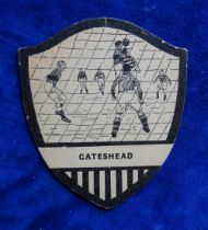 Trade card, Football Anonymous plain back BAINES style Shield shaped card, Gateshead (slight