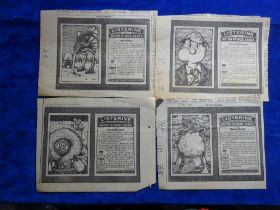 Newspaper trade cards, Listerine cards, approx. 24 some duplication, appearing as adverts in the