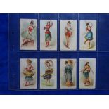Cigarette cards, Kimball Dancing Women, 8 cards Cuban, English, Austrian, Polish, Rococo French,