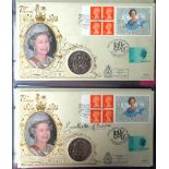 Stamps, collection of coin covers by Benham to include silver florins and £5 coins. (27)