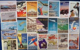 Postcards, a collection of 220 aviation cards to comprise 130 photographic cards of modern airliners