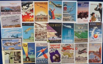 Postcards, a collection of 220 aviation cards to comprise 130 photographic cards of modern airliners
