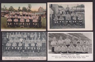 Football postcards, Southampton FC, 3 printed postcards showing team groups for 1902/03, 1905/06 &