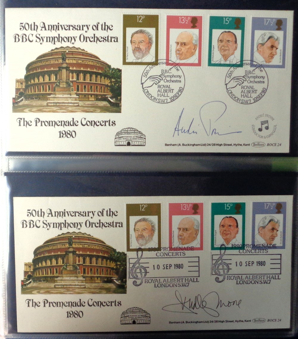 Stamps, Collection of autographed covers by Benham to include Andre Previn, Peggy Ashcroft, Felicity