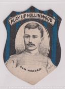 Trade card, Baines Shield, Football, Play up Hollinwood with Sam Headen inset (corner crease top