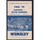 Football programme, FA Cup Final 1953, Blackpool v Bolton Wanderers, Matthews Final (gd condition,