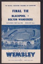 Football programme, FA Cup Final 1953, Blackpool v Bolton Wanderers, Matthews Final (gd condition,