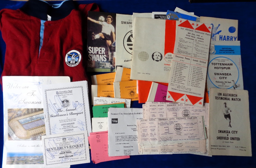 Football, Swansea City, a selection of items 1960's onwards inc. match tickets, press passes, season