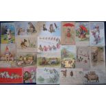 Postcards, a collection of 48 cards to include Anthropomorphic (animals and birds) (24), M. Morris