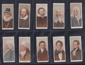 Cigarette cards, Player's, Famous Authors & Poets (Narrow) (set, 20 cards) (most with light foxing