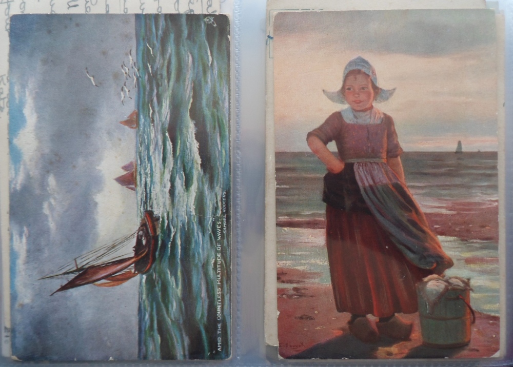 Postcards, a mixed subject collection of approx. 154 cards in modern album, mostly children and - Image 4 of 6
