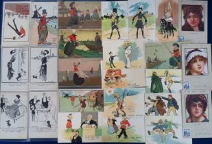 Postcards, Comic, a collection of 74 cards to comprise Will Owen (46), Tom Browne (17), Emile Dupuis