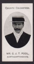 Cigarette card, Taddy, County Cricketers, Northamptonshire, type card, Mr. C.J.T. Pool, scarce (