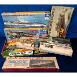 Model Kits, 13 unused boxed kits to include Hasegawa Japanese Navy Aircraft Battleship ISE, Revell