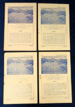 Football programmes, Shrewsbury Town FC, four programmes from 1950/51 First League Season, for games