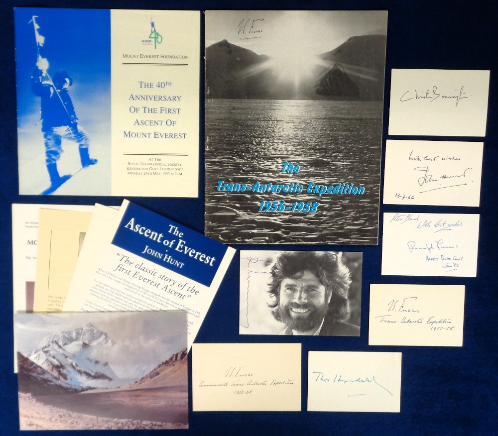 Autographs, Explorers and Adventurers, a selection of autographs to comprise Thor Heyerdahl (1914-