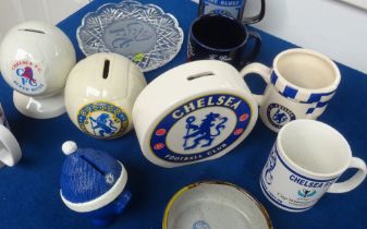 Football collectables, Chelsea FC a large quantity of approx. 50 glass & china collectables,