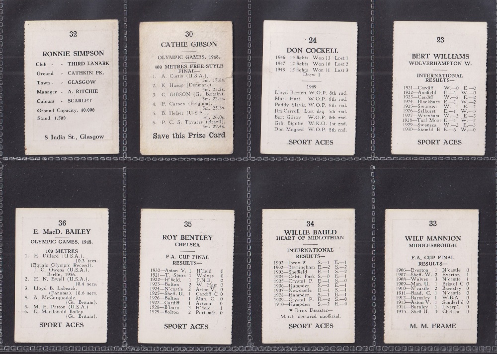 Trade cards, M.M. Frame, Sports Aces, 40 different cards, 6 'L' size, nos 2, 3, 4, 6, 7 & 8, and - Image 8 of 10