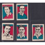 Trade cards, M M Frame, Sports Stars, Footballers, five cards, 'M' size, no 19 Dougan Hearts, no