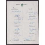 Cricket autographs, Pakistan, Official Tour Sheet Pakistan Team 1962 complete with all original