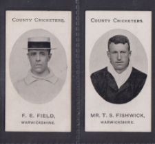 Cigarette card, Taddy, County Cricketers, Warwickshire, two type card, F.E. Field & Mr T.S. Fishwick