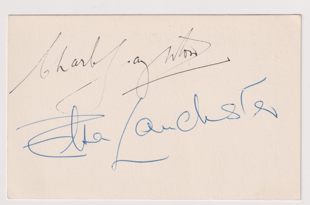 Autographs, Entertainment, Actors, Charles Laughton (1899-1962) and Elsa Lanchester (1902-1986)